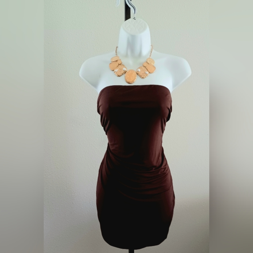 Brown Strapless Dress